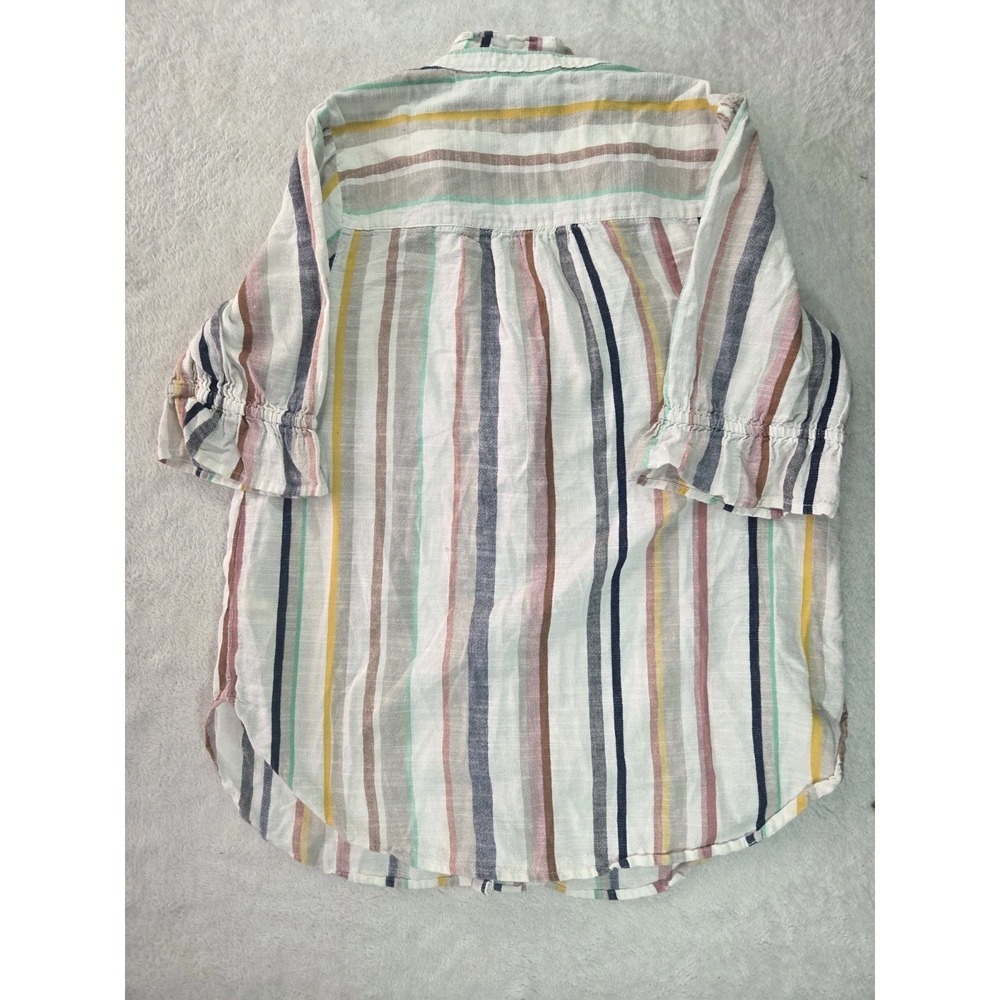 Maeve Anthropologie Boho Stripe Cotton Peasant Top Smocked Waist Size 6 - Picture 2 of 7